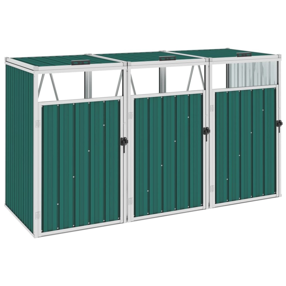 Quadruple Garbage Bin Shed Grey 286x81x121 cm Steel