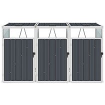 Mülltonnenbox für 3 Mülltonnen Braun 213×81×121 cm Stahl
