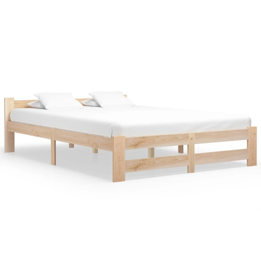 Bed Frame Dark Brown Solid Pine Wood 200x200 cm