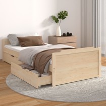 Bed Frame with Drawers Dark Brown Solid Wood Pine 90x200 cm