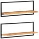 Wall Shelves 2 pcs 25x25x75 cm Solid Wood Acacia and Steel