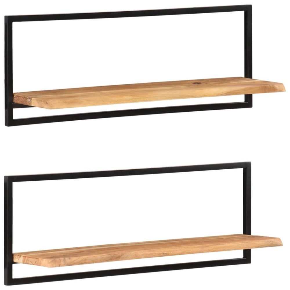 Wandregale 2 Stk. 60x25x35 cm Massivholz Akazie und Stahl