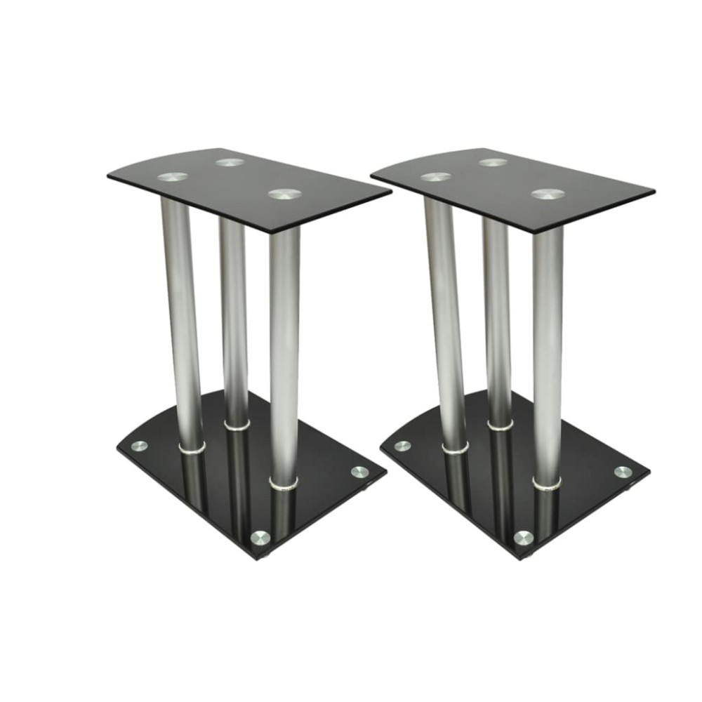 Aluminum Speaker Stands Transparent Safety Glass 2pcs