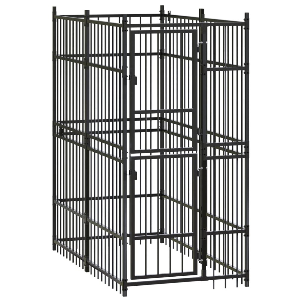 Outdoor Dog Kennel with Roof Steel 18.43 m
