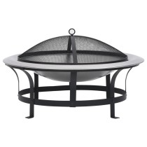 Outdoor Fire Pit with Grill Stainless Steel 76 cm