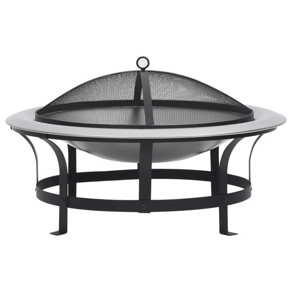 Outdoor Fire Pit with Grill Stainless Steel 76 cm