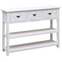 Sideboard Antique White 108x30x76 cm Solid Paulownia Wood