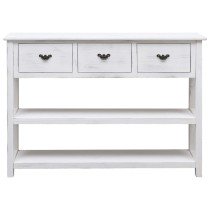 Sideboard Antique White 108x30x76 cm Solid Paulownia Wood