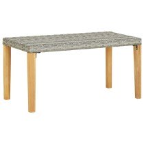 Garden Bench 120 cm Grey Poly Rattan and Solid Acacia Wood