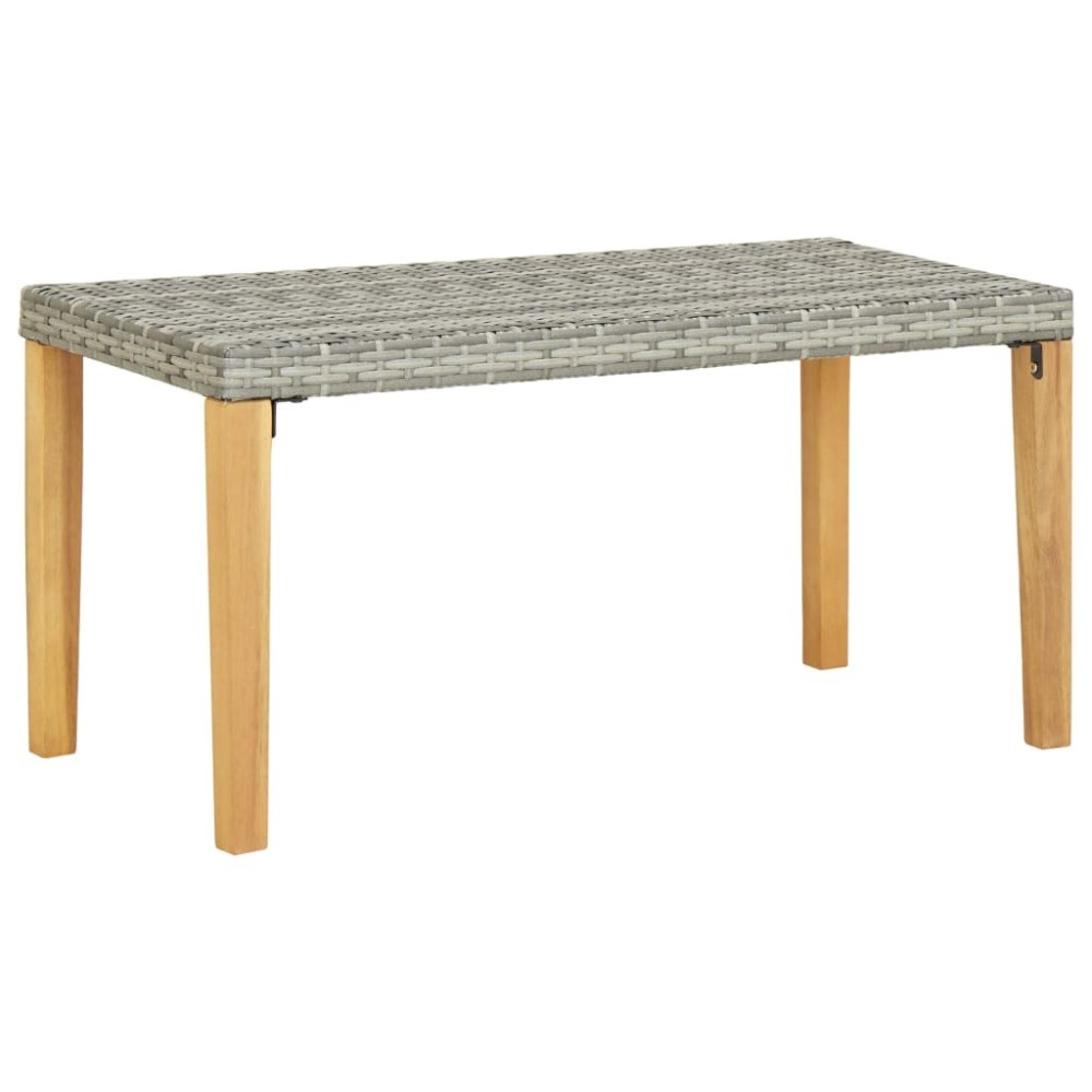 Garden Bench 120 cm Grey Poly Rattan and Solid Acacia Wood