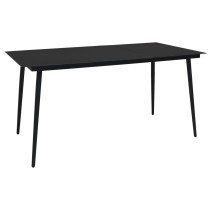 Garten-Esstisch Schwarz 80x80x74 cm Stahl und Glas