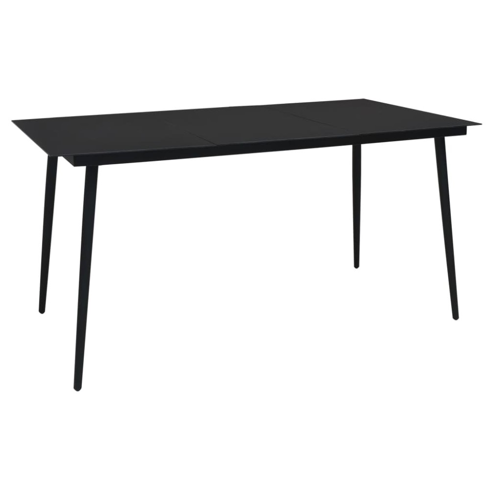 Garten-Esstisch Schwarz 80x80x74 cm Stahl und Glas