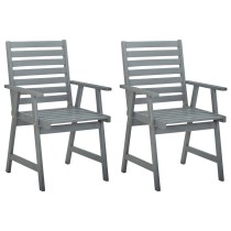 Outdoor Dining Chairs 4 pcs Grey Solid Wood Acacia