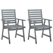 Outdoor Dining Chairs 4 pcs Grey Solid Wood Acacia