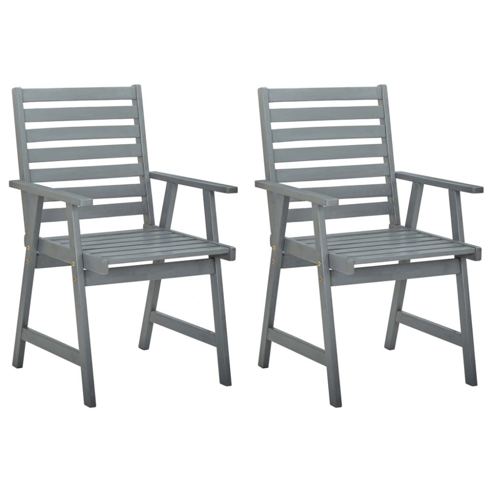 Outdoor Dining Chairs 4 pcs Grey Solid Wood Acacia