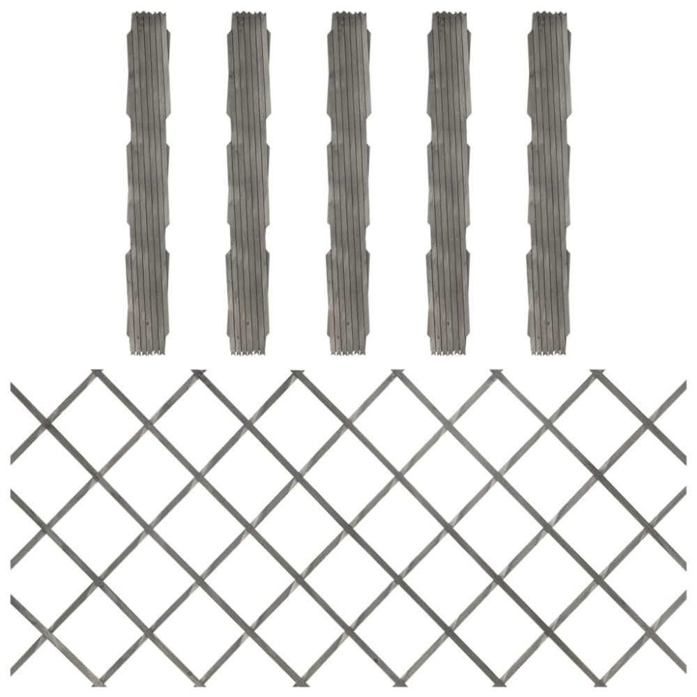 Trellis Fences 5 pcs Grey Solid Firwood 180x30 cm