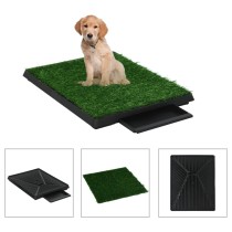 Pet Toilet with Tray & Faux Turf Green 64x51x3 cm WC