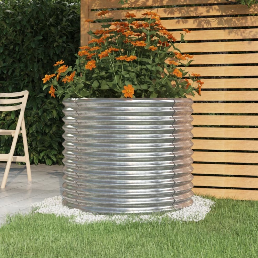 Garden Planter Powder-coated Steel 80x80x68 cm Green