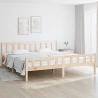 Bed Frame White Solid Wood...