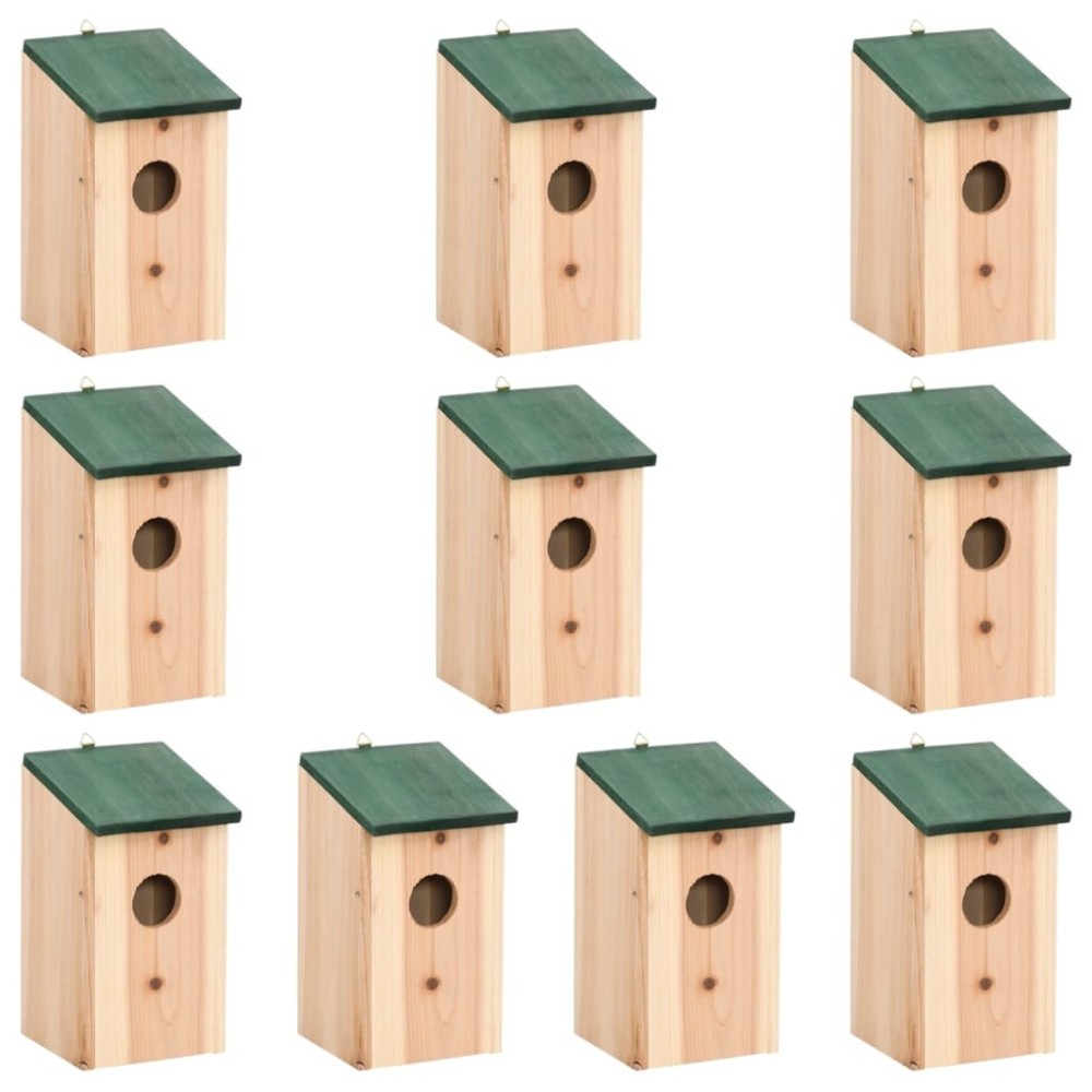 Bird Houses 10 pcs Solid Firwood 12x12x22 cm