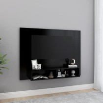 Wall TV Cabinet High Gloss Black 120x23.5x90 cm Engineered Wood