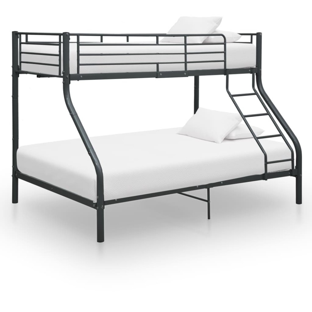 Bunk Bed Frame Grey Metal 140x200 cm/90x200 cm