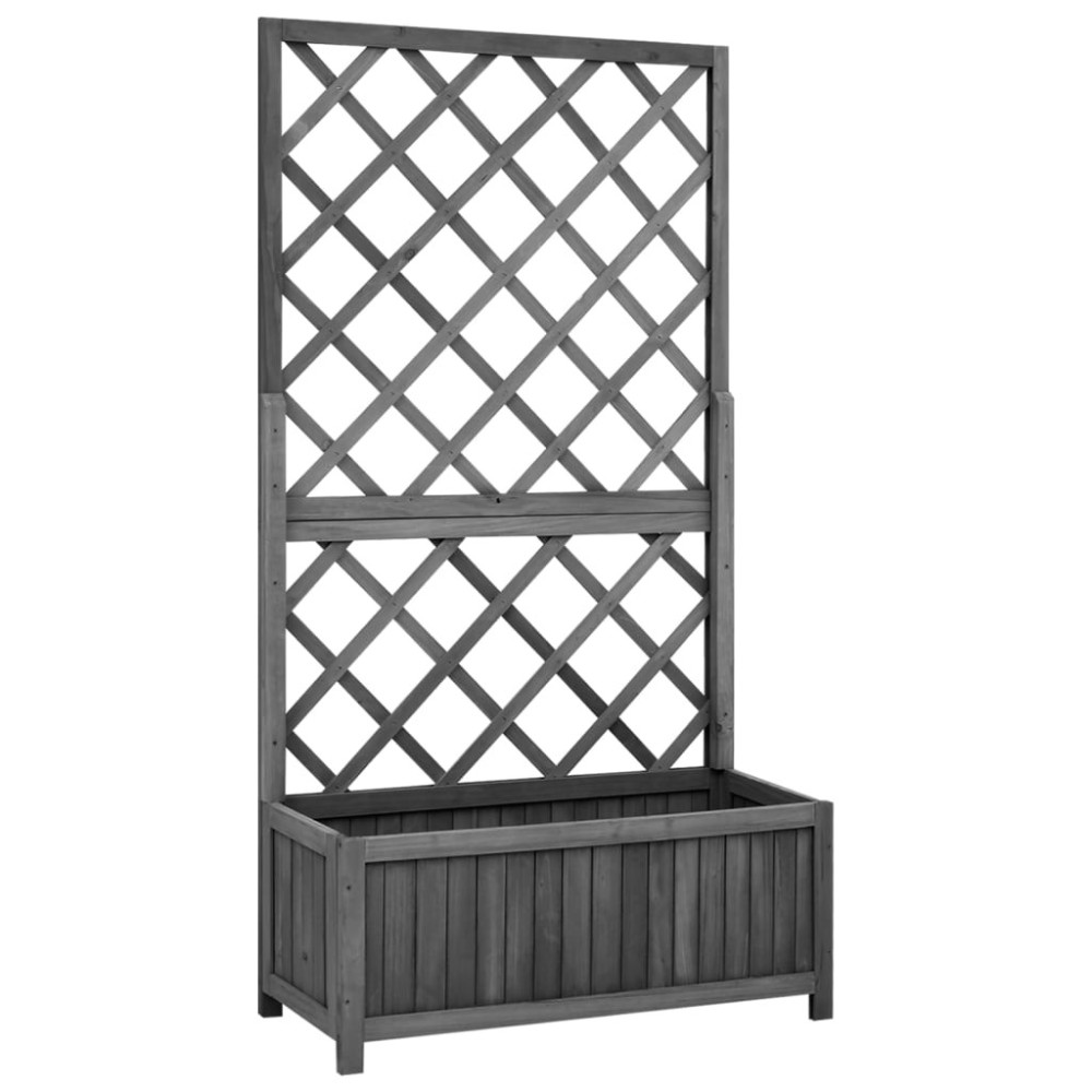 Garten-Spalier mit Blumenkasten Grau 70x30x135 cm Tannenholz