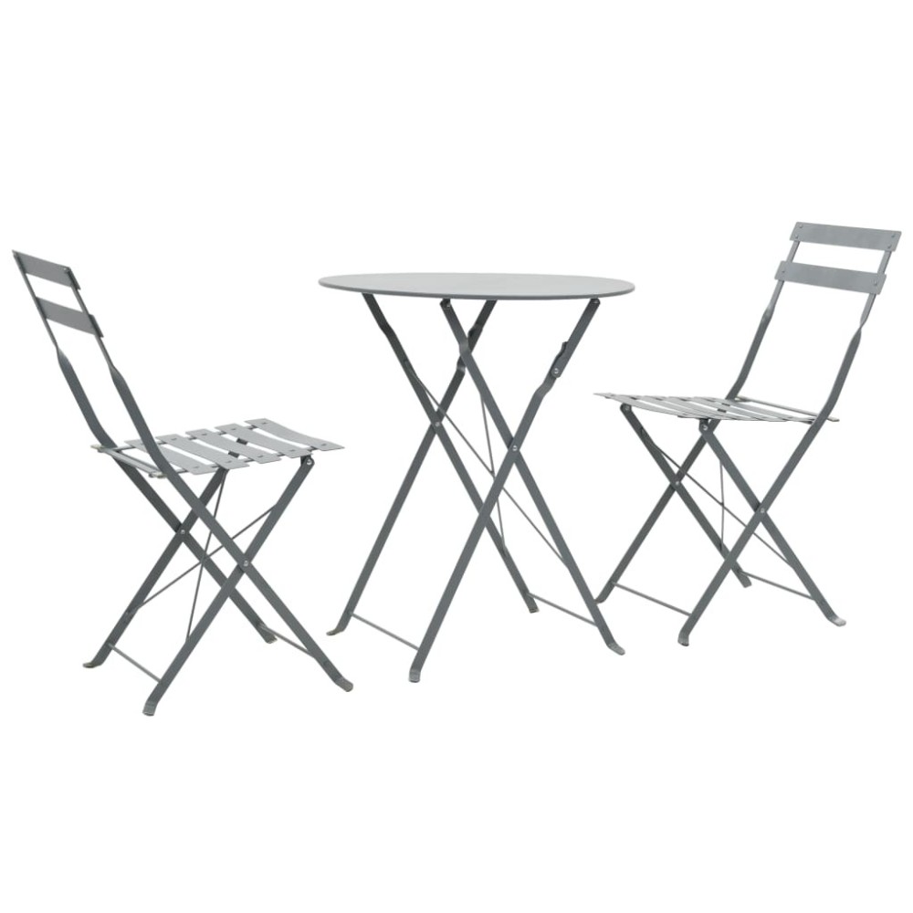 3 Piece Bistro Set Steel Black