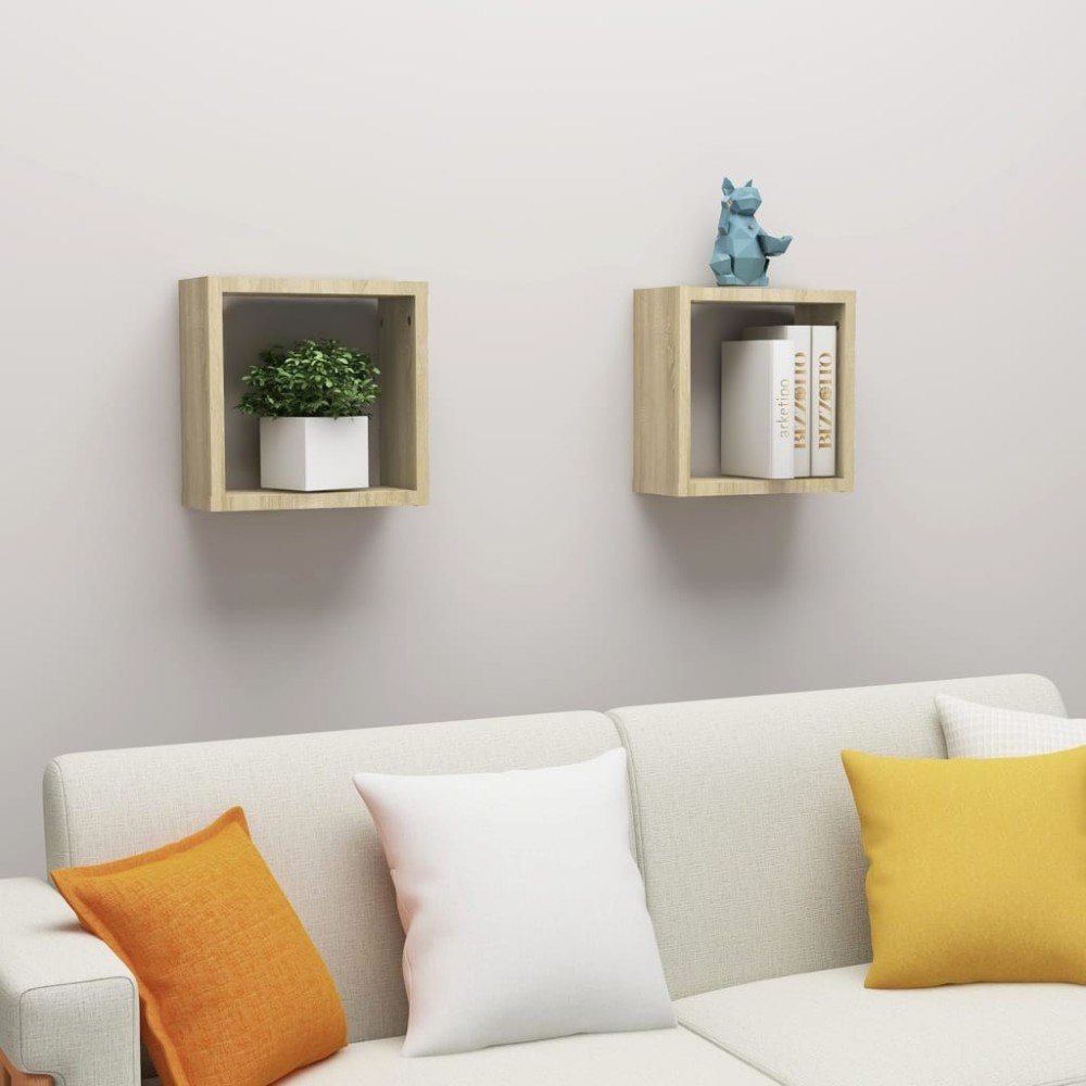 Wall Cube Shelves 2 pcs White 30x15x30 cm