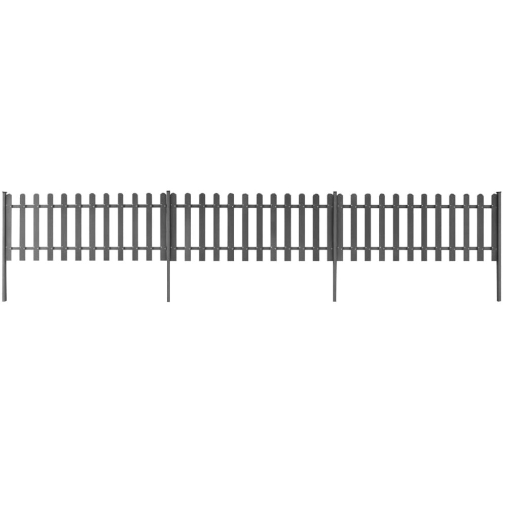 Picket Fence with Posts 3 pcs WPC 614x80 cm