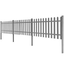 Picket Fence with Posts 3 pcs WPC 614x80 cm