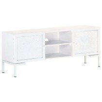 TV Cabinet White 115x30x46 cm Solid Mango Wood