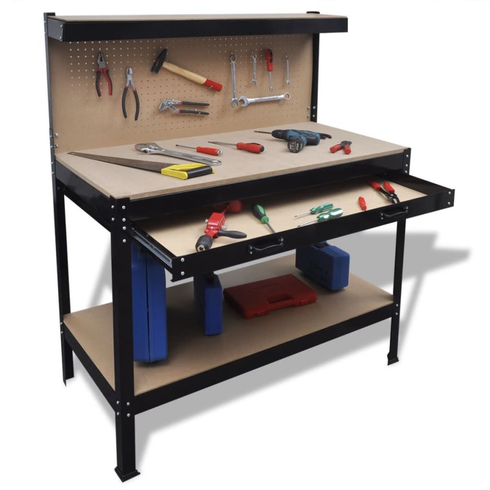 Workbench with Pegboard and Drawer