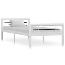 Bed Frame Grey and White Metal 100x200 cm