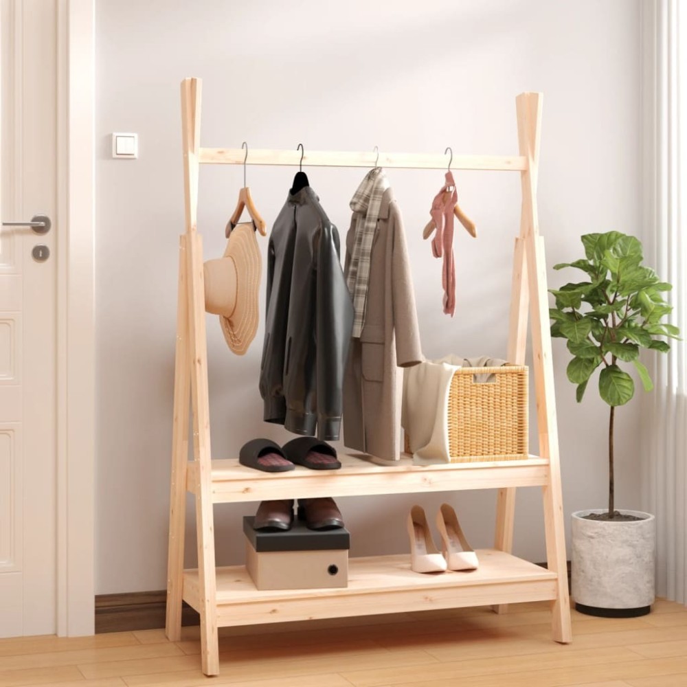 Clothes Rack Black 100x45.5x150 cm Solid Wood Pine