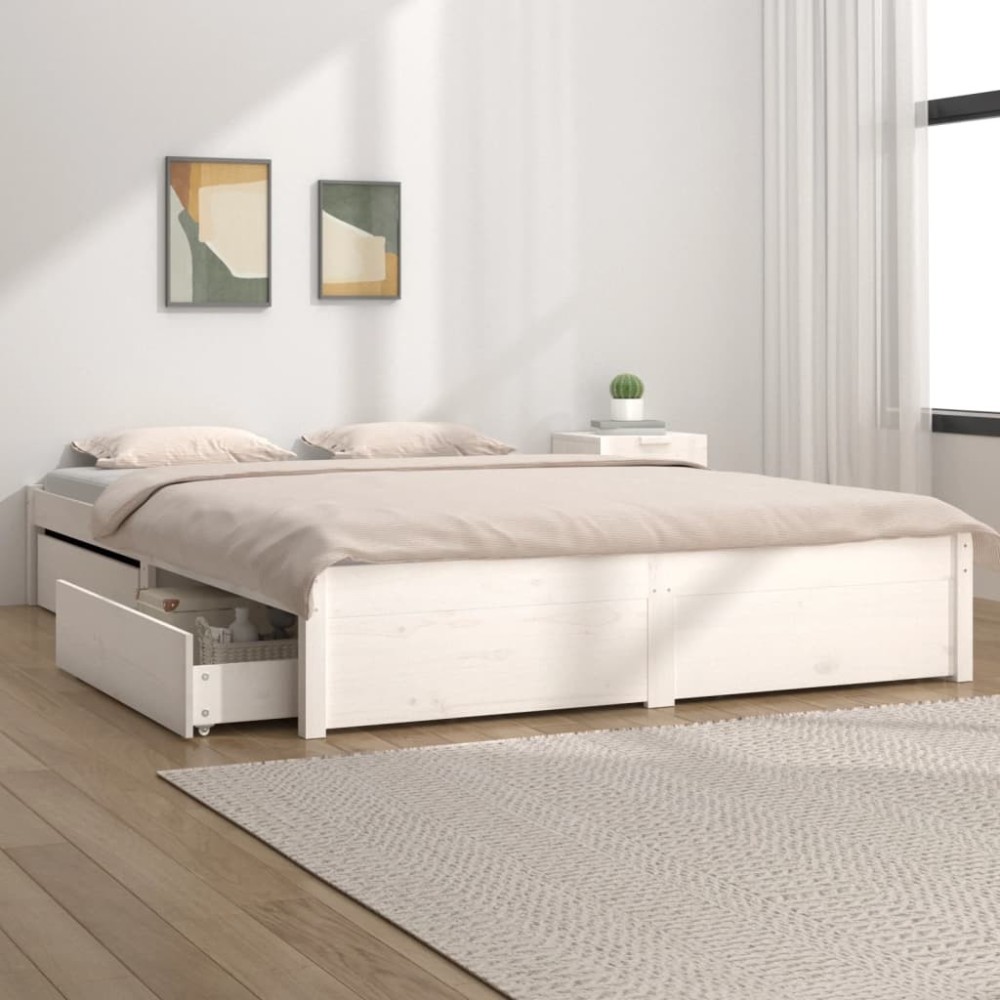 Bett mit Schubladen Schwarz 150x200 cm