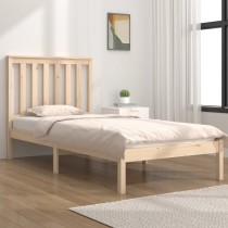 Bed Frame White Solid Wood...