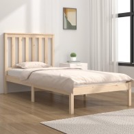 Bed Frame White Solid Wood...