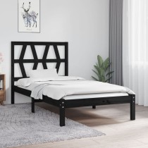Bed Frame White Solid Wood...