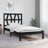 Bed Frame White Solid Wood...