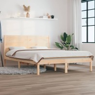 Bed Frame White Solid Wood...