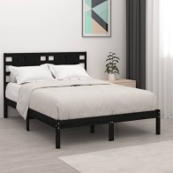 Bed Frame White Solid Wood...
