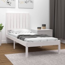 Bed Frame White Solid Wood...