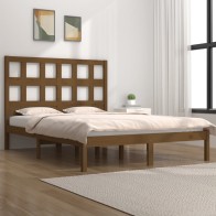 Bed Frame White Solid Wood...