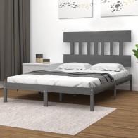 Bed Frame White Solid Wood...
