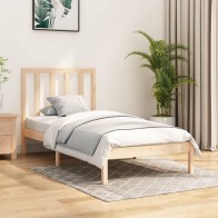 Bed Frame White Solid Wood...