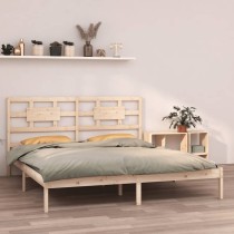 Bed Frame White Solid Wood...
