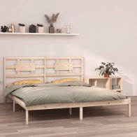 Bed Frame White Solid Wood...