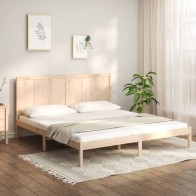 Bed Frame White Solid Wood...