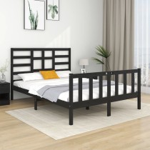 Bed Frame Black Solid Wood...